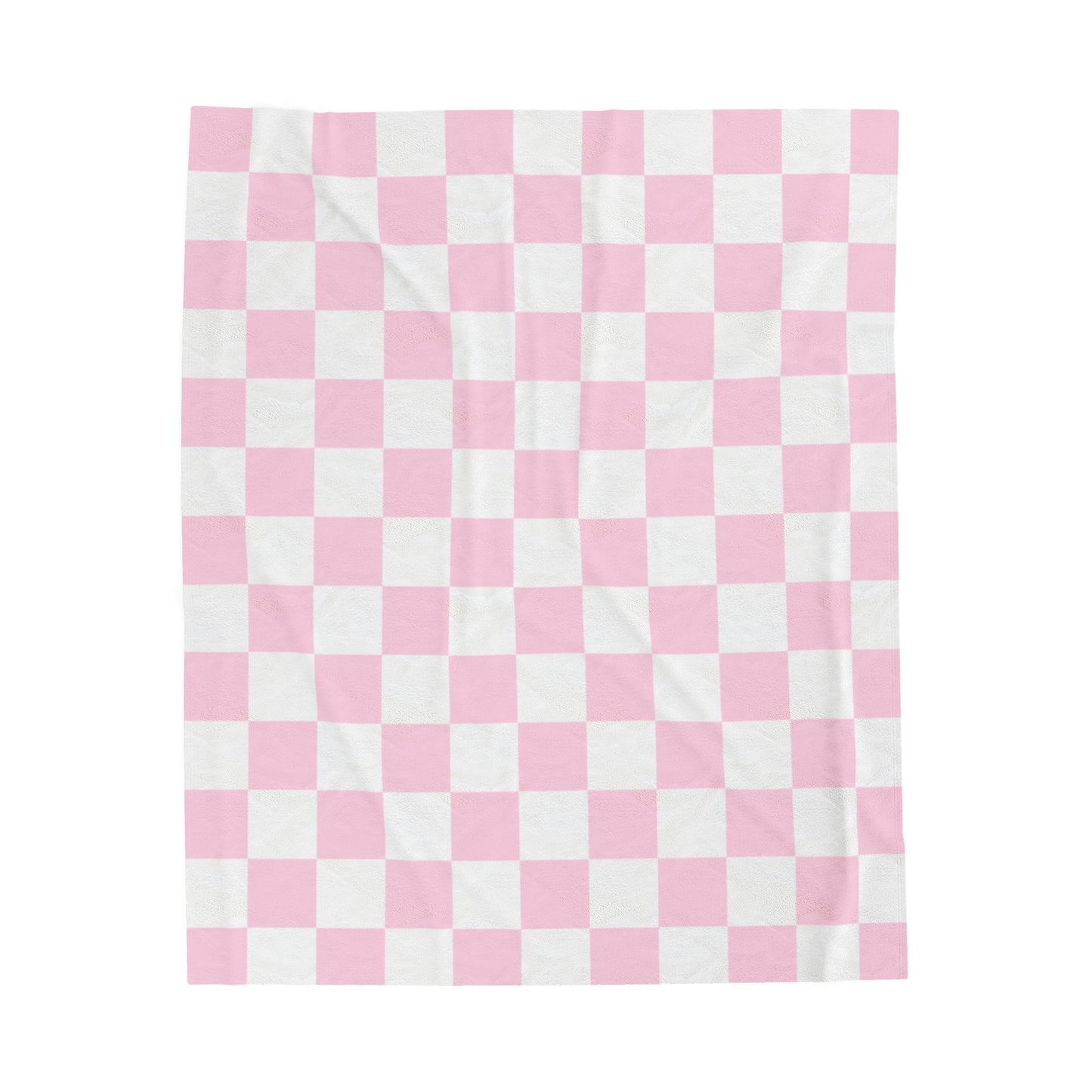 Pink Checkered Plush Blanket