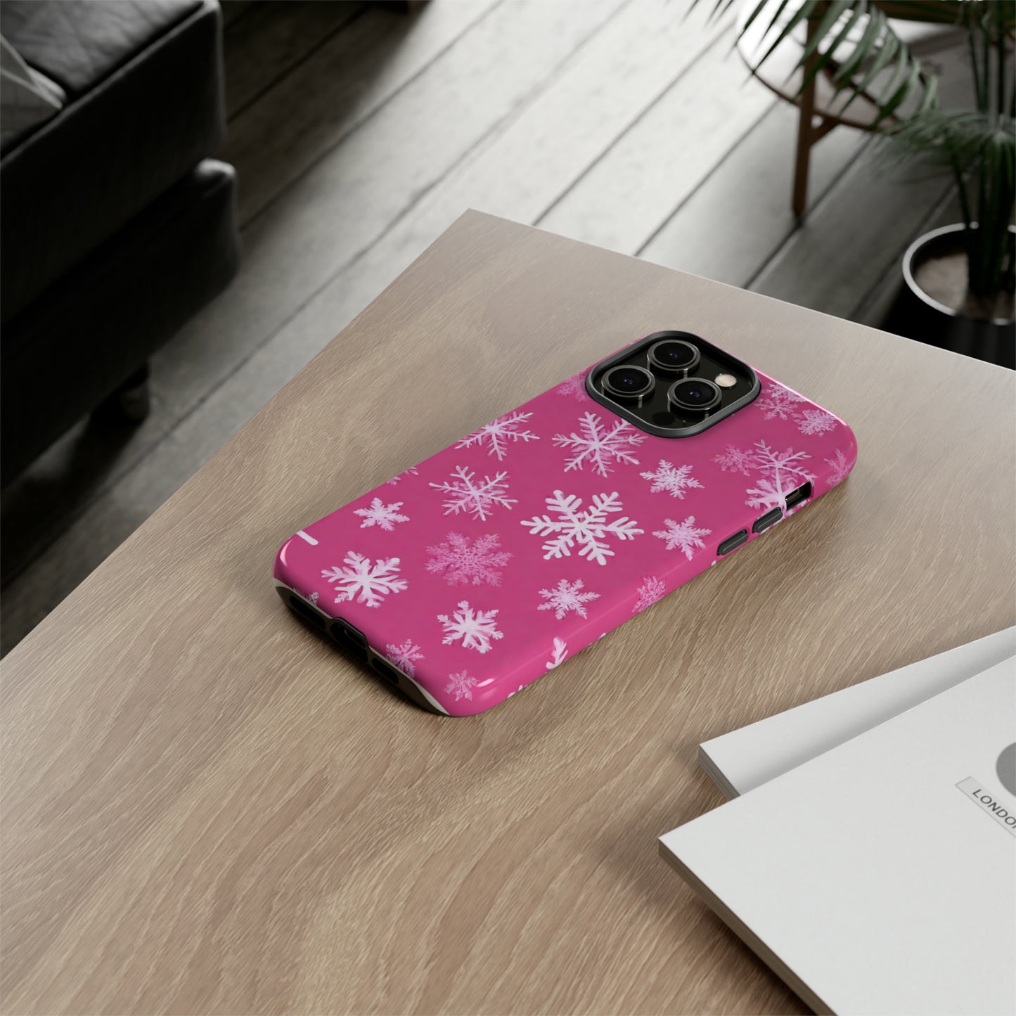 Estuche de copo de nieve rosa