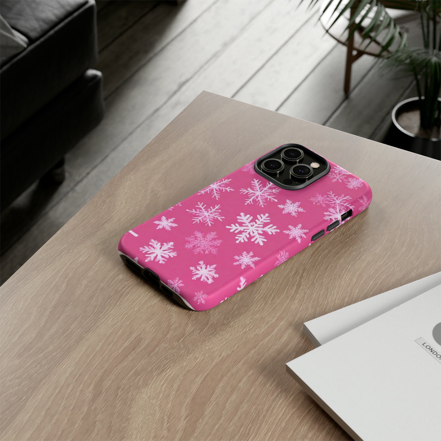 Estuche de copo de nieve rosa