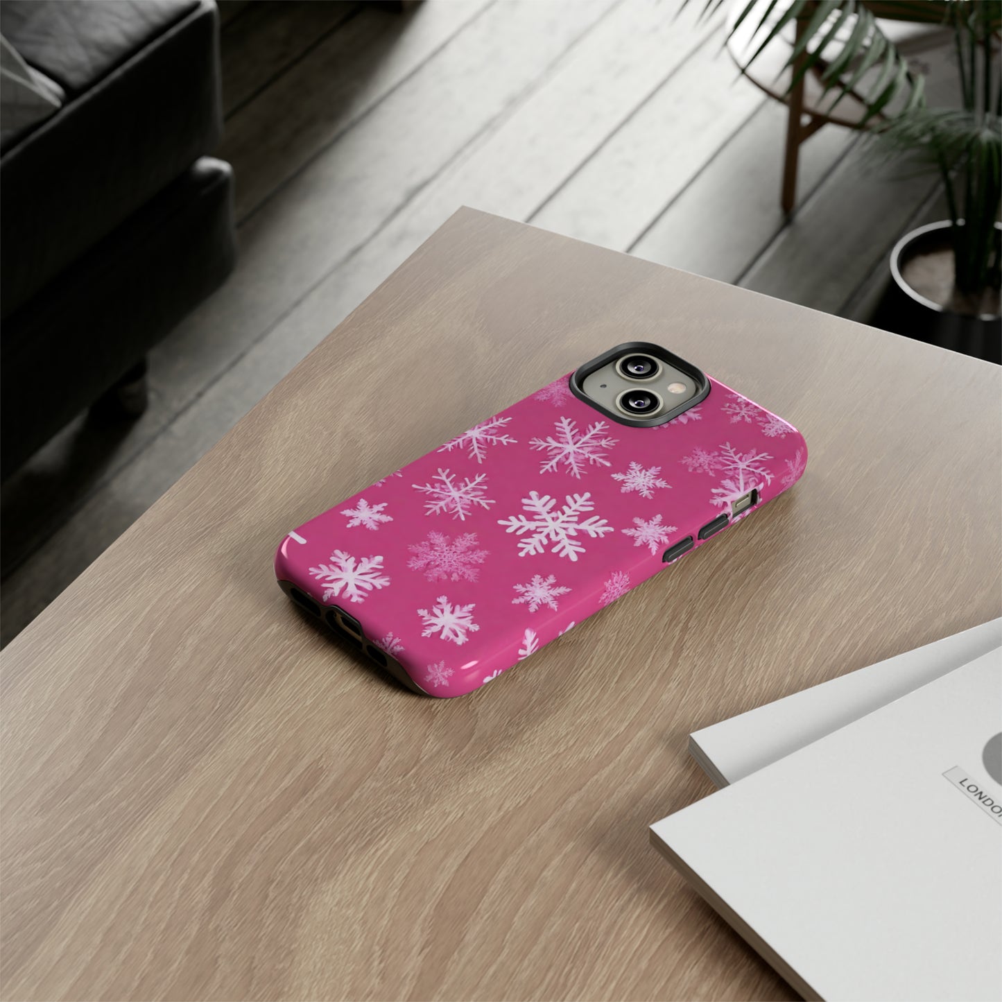 Estuche de copo de nieve rosa
