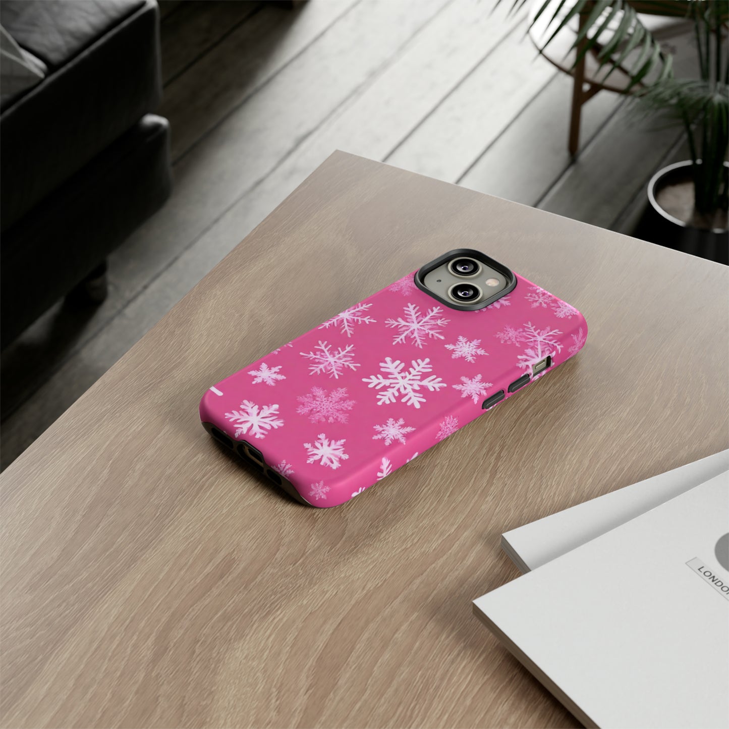 Estuche de copo de nieve rosa