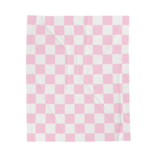 Manta de felpa a cuadros rosa